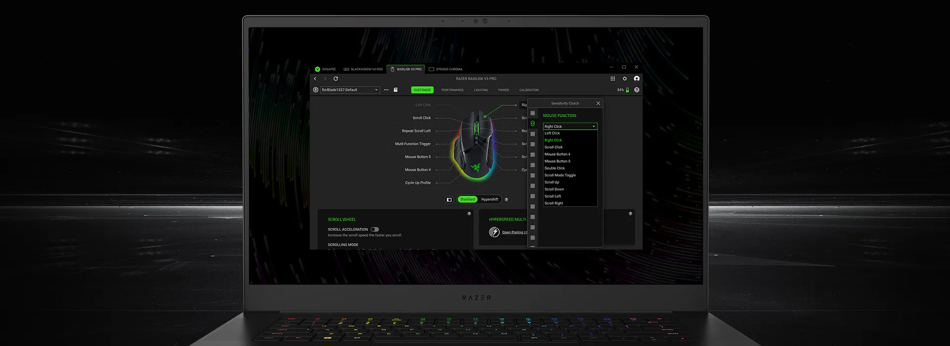 Device setup view for a gaming mouse inside the control suite